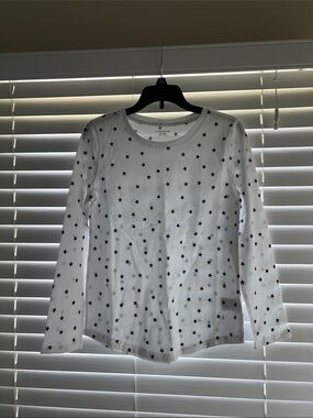 Amazon Essentials Girl’s Cotton White Long Sleeve with Black Star Print Size XL